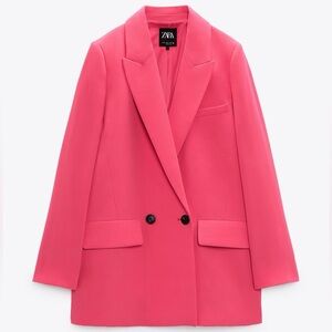 Flowy oversized long hot pink blazer. SIZE L